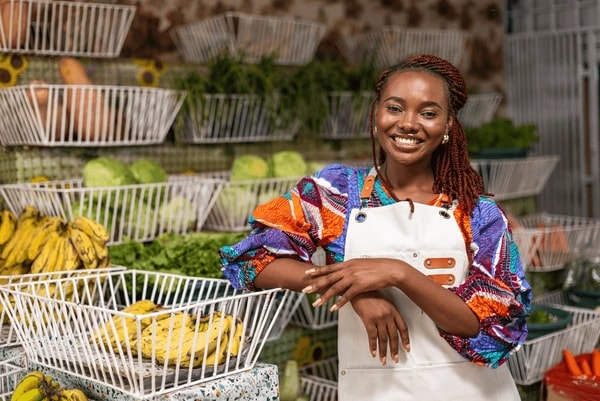Seller managing her online store